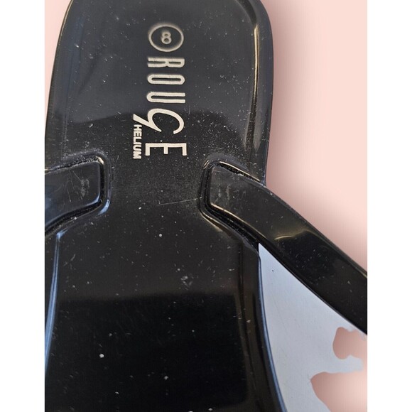 ROUGE HELIUM BLACK JELLY FLIP FLOPS SANDLE SIZE 8 MULTICOLOR STUDS. BOW - Picture 3 of 7
